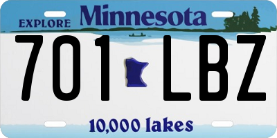 MN license plate 701LBZ