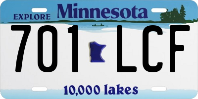 MN license plate 701LCF