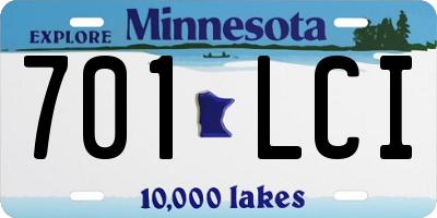 MN license plate 701LCI
