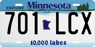 MN license plate 701LCX