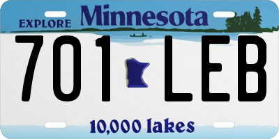 MN license plate 701LEB