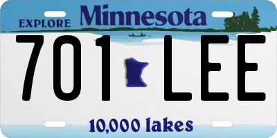 MN license plate 701LEE
