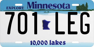 MN license plate 701LEG
