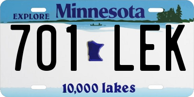 MN license plate 701LEK
