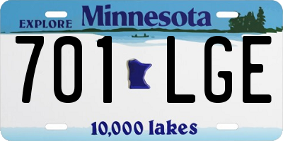 MN license plate 701LGE