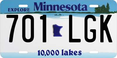 MN license plate 701LGK