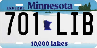 MN license plate 701LIB