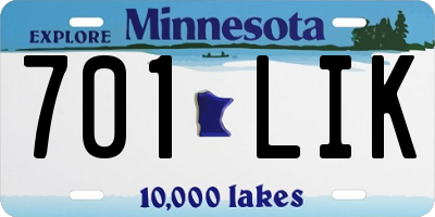 MN license plate 701LIK