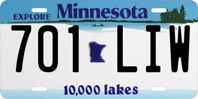 MN license plate 701LIW