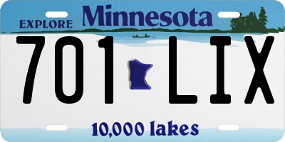 MN license plate 701LIX