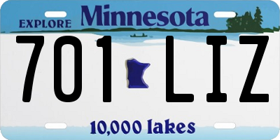 MN license plate 701LIZ