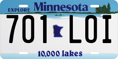 MN license plate 701LOI