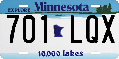 MN license plate 701LQX