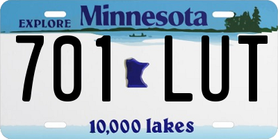 MN license plate 701LUT
