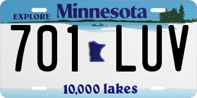 MN license plate 701LUV