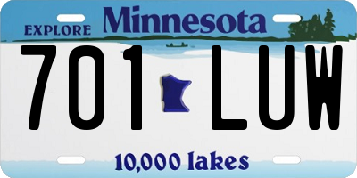 MN license plate 701LUW