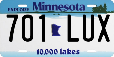 MN license plate 701LUX