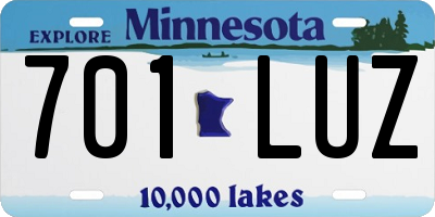 MN license plate 701LUZ