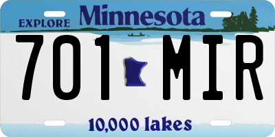 MN license plate 701MIR