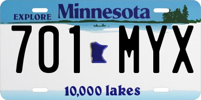 MN license plate 701MYX