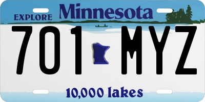 MN license plate 701MYZ