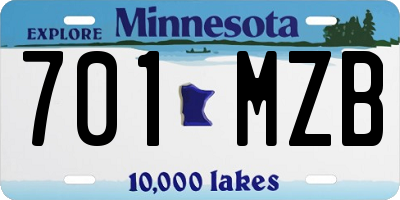 MN license plate 701MZB