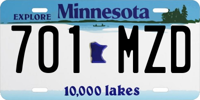 MN license plate 701MZD