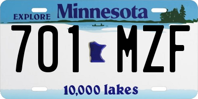 MN license plate 701MZF