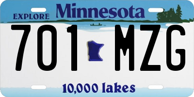 MN license plate 701MZG