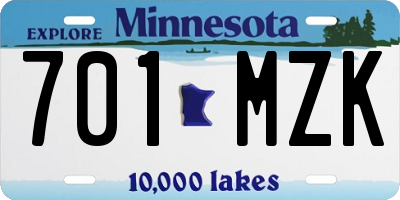 MN license plate 701MZK