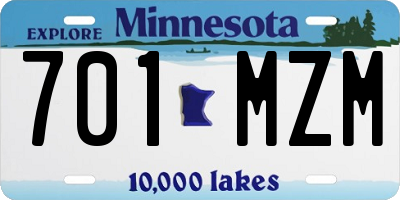 MN license plate 701MZM