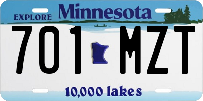 MN license plate 701MZT