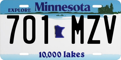 MN license plate 701MZV