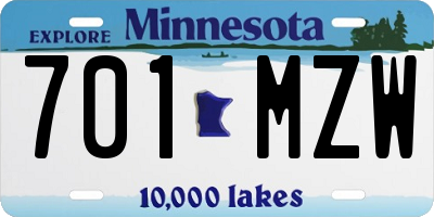 MN license plate 701MZW