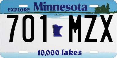 MN license plate 701MZX