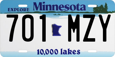 MN license plate 701MZY