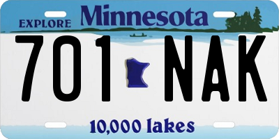 MN license plate 701NAK