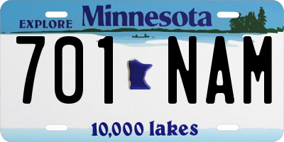 MN license plate 701NAM