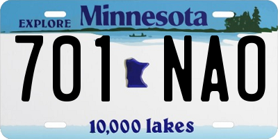 MN license plate 701NAO
