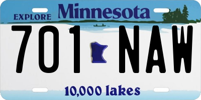 MN license plate 701NAW