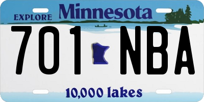MN license plate 701NBA