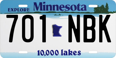 MN license plate 701NBK