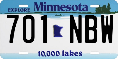 MN license plate 701NBW