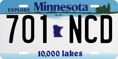MN license plate 701NCD