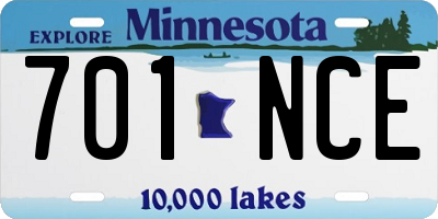 MN license plate 701NCE