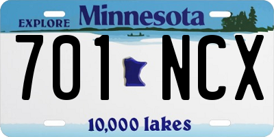 MN license plate 701NCX