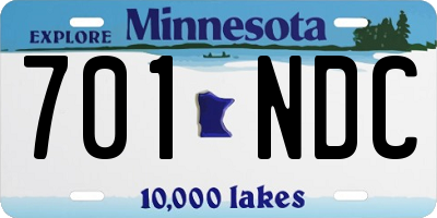 MN license plate 701NDC