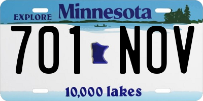MN license plate 701NOV