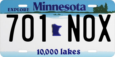 MN license plate 701NOX