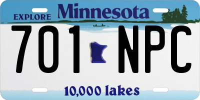 MN license plate 701NPC